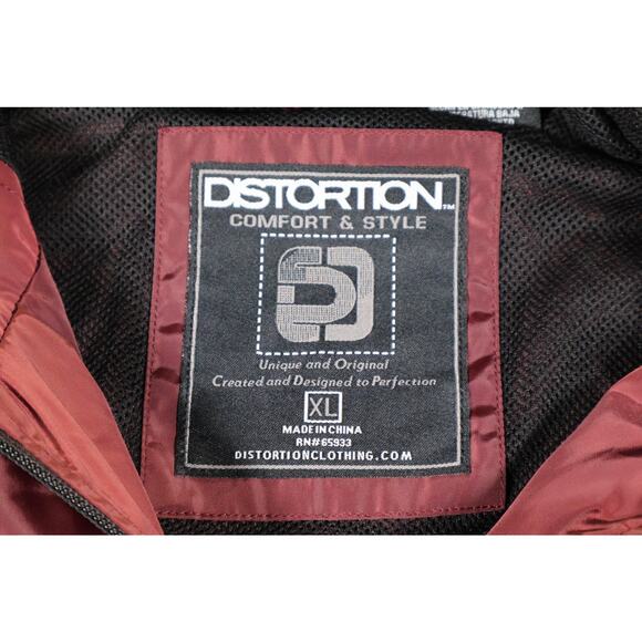 Distortion Jacket Mens XL Hooded Windbreaker Pullover Outdoor Pockets - Picture 3 of 6